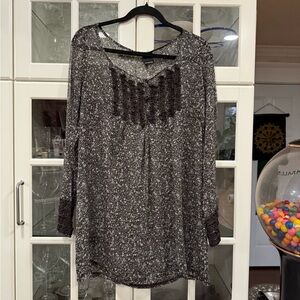 Coconuda Brown Floral Black and White Women's Long Top or Cover-up